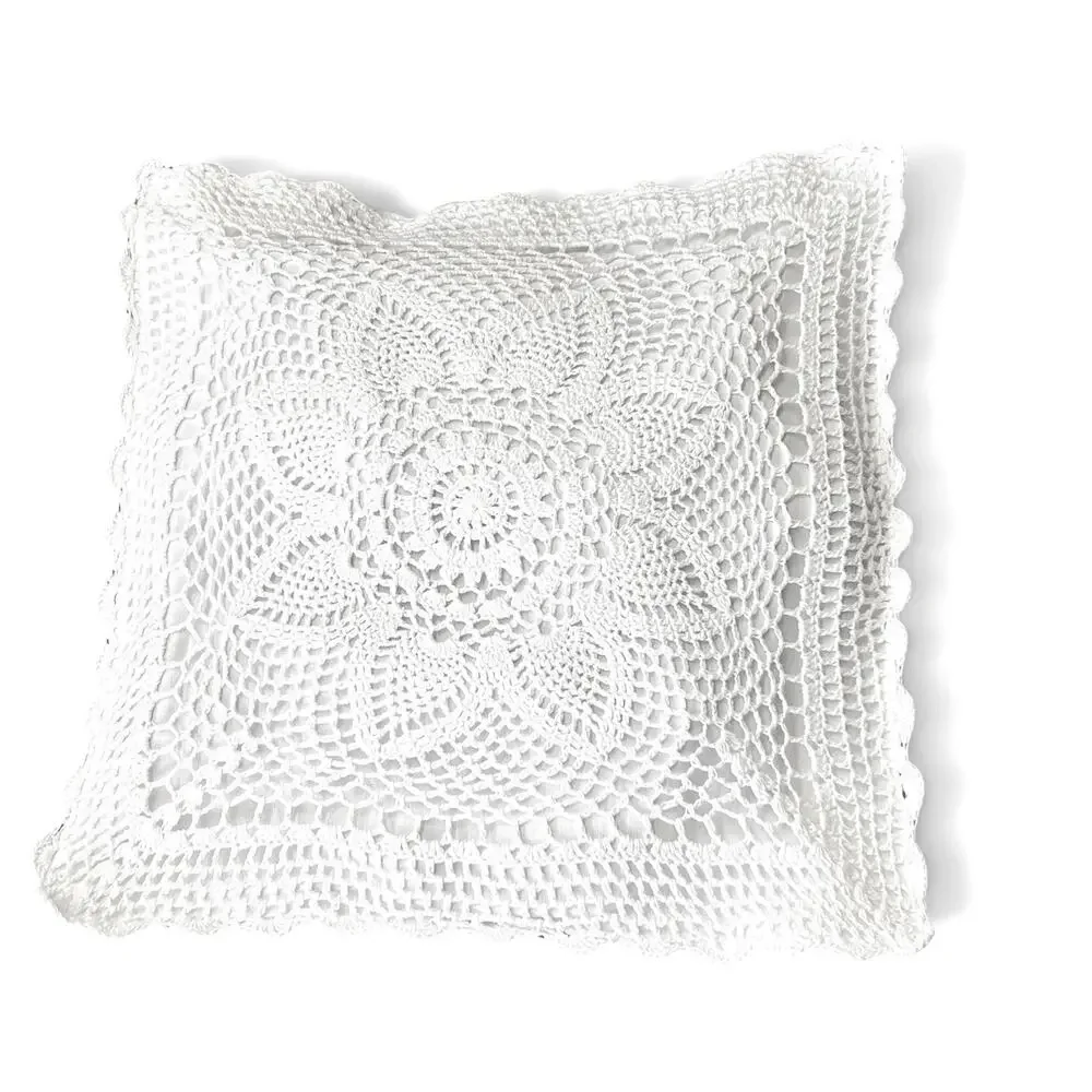 White Crochet Lace Pillow Sham 15